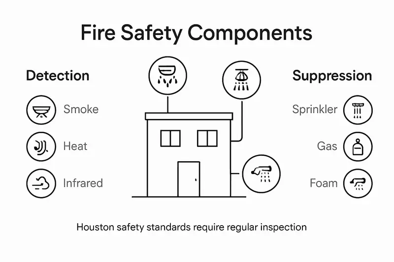 Infographic showing main fire safety components
