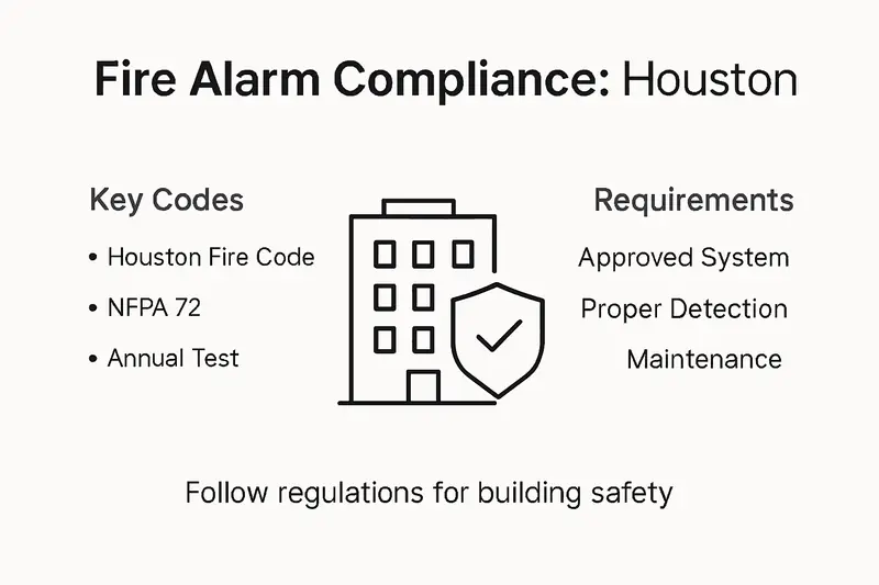 Infographic of Houston fire alarm compliance essentials