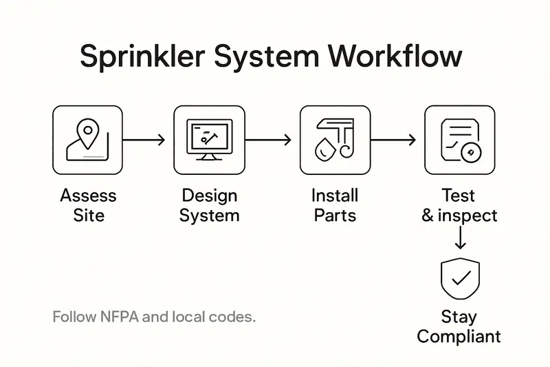 Infographic showing fire sprinkler workflow overview