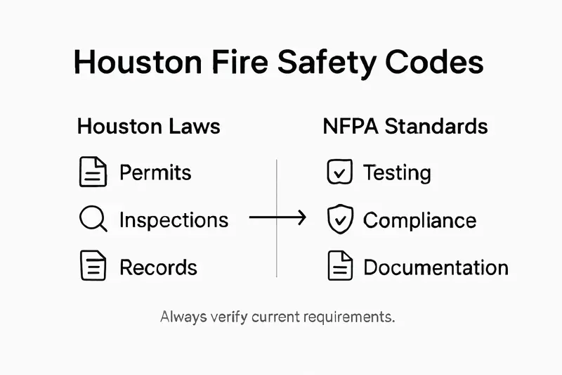 Infographic comparing Houston and NFPA fire safety codes