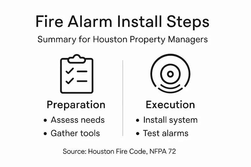 Infographic outlining key fire alarm install steps