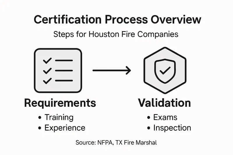 Infographic with fire certification steps and validation