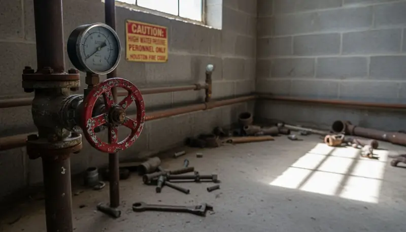 Close-up wet pipe fire sprinkler valve
