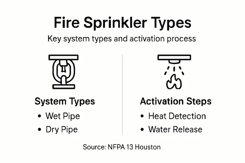 Infographic showing sprinkler types and activation