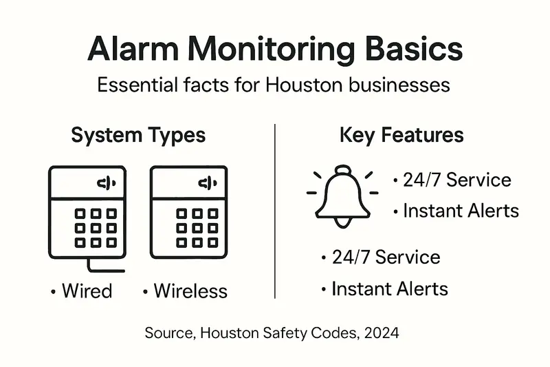 Infographic overview of alarm monitoring systems