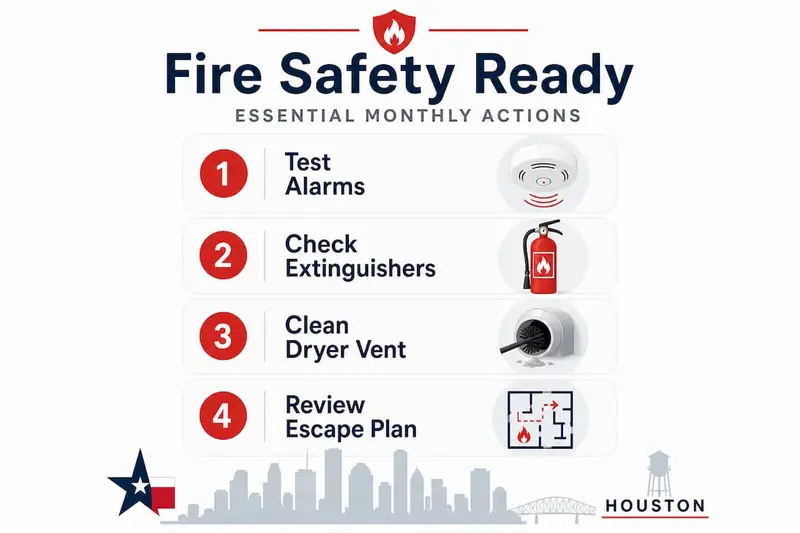 Infographic monthly home fire safety checklist