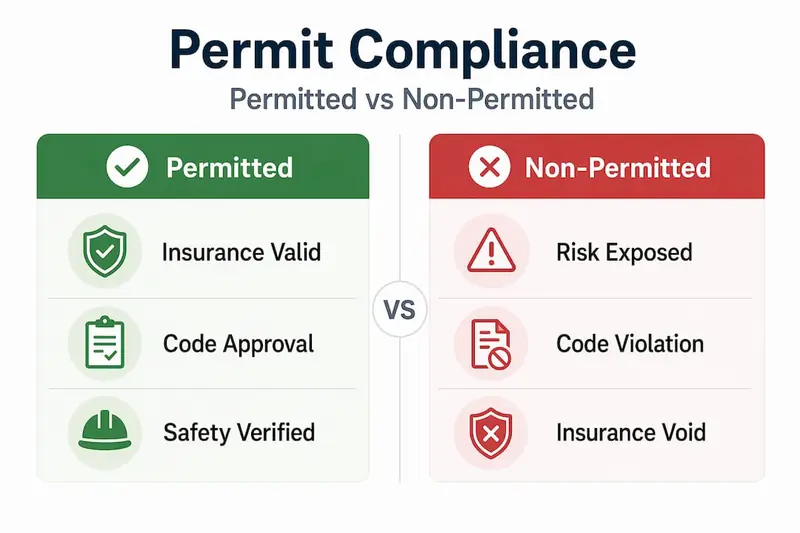 Infographic comparing permitted and non-permitted installations