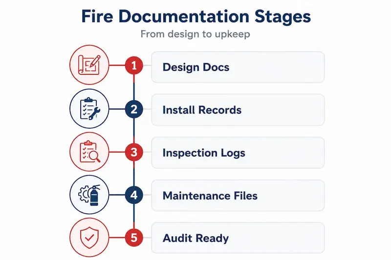 Infographic showing stages of fire document management