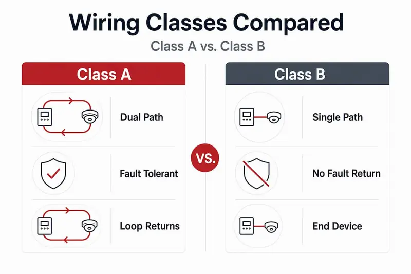 Infographic: class a vs class b fire wiring comparison