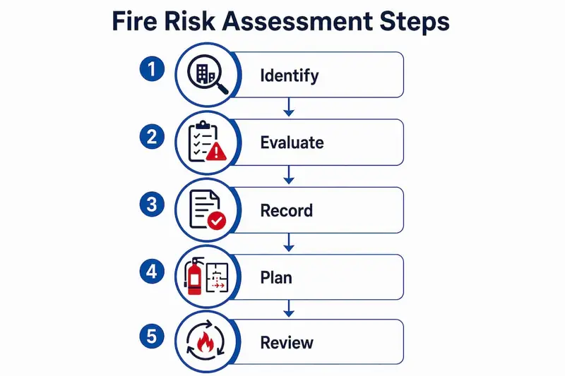 Infographic outlining fire risk assessment steps