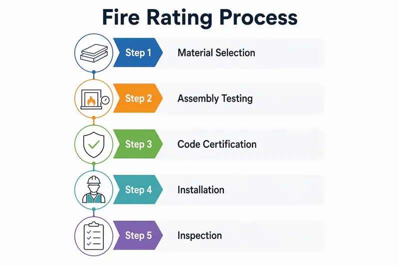 Infographic illustrating fire rating process steps