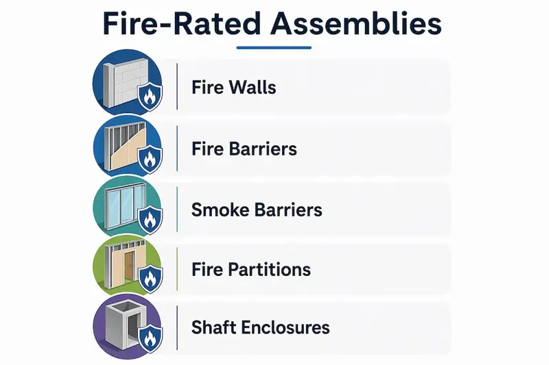 Infographic showing types of fire rated assemblies