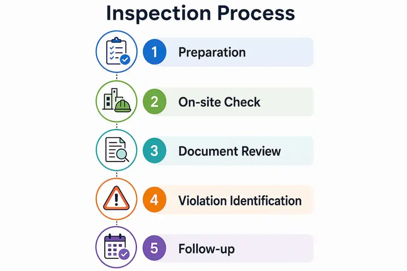 Infographic illustrating fire marshal inspection process