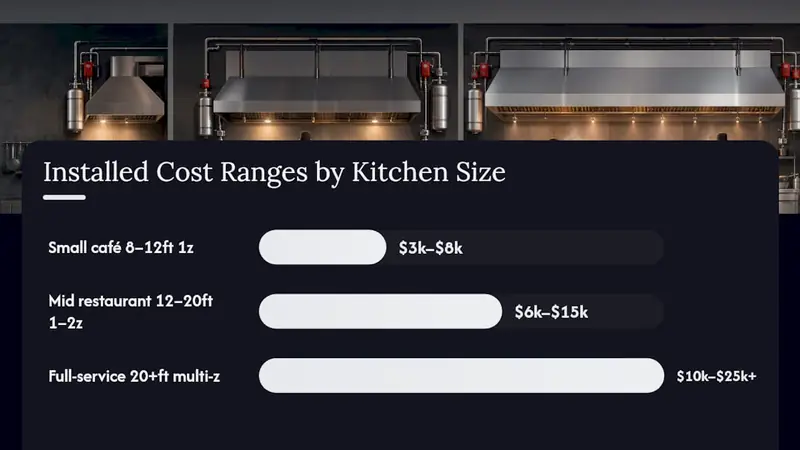 Infographic of suppression system costs by kitchen size