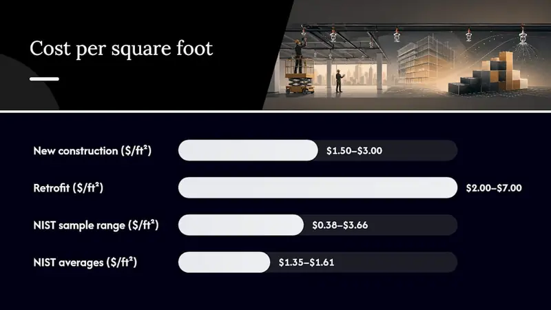 Comparison chart of fire sprinkler costs per square foot