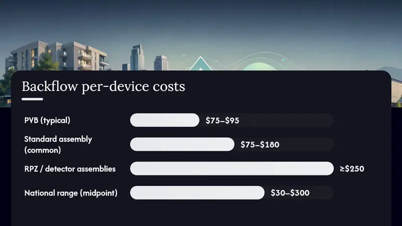Comparison of backflow test costs by device type and property scenario